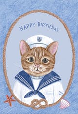 Captain Cat - Happy Birthday Card